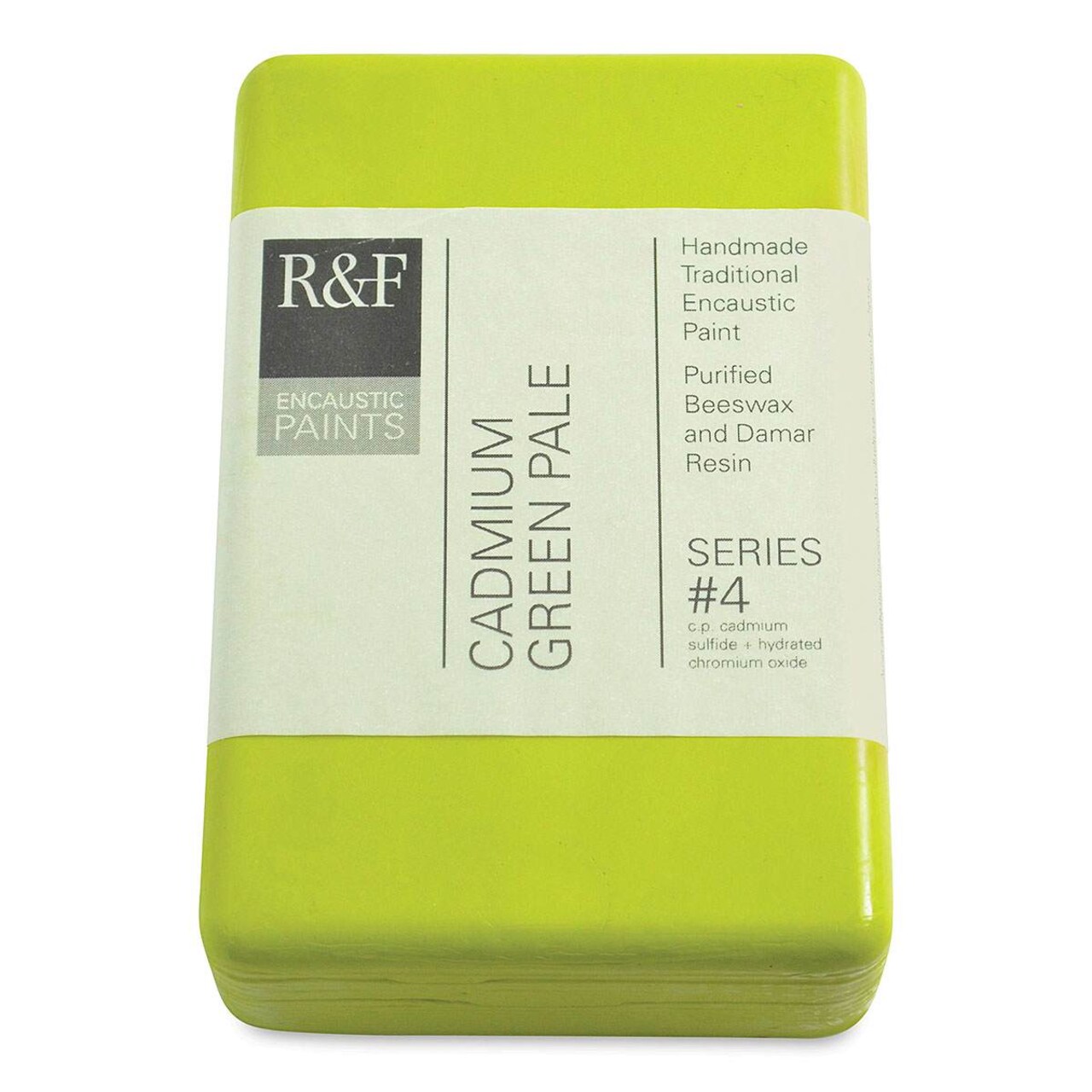 R&F Encaustic Paint Block - Cadmium Green Pale, 333 ml block